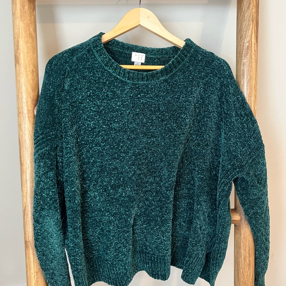a new day Teal Plush Crewneck Sweater